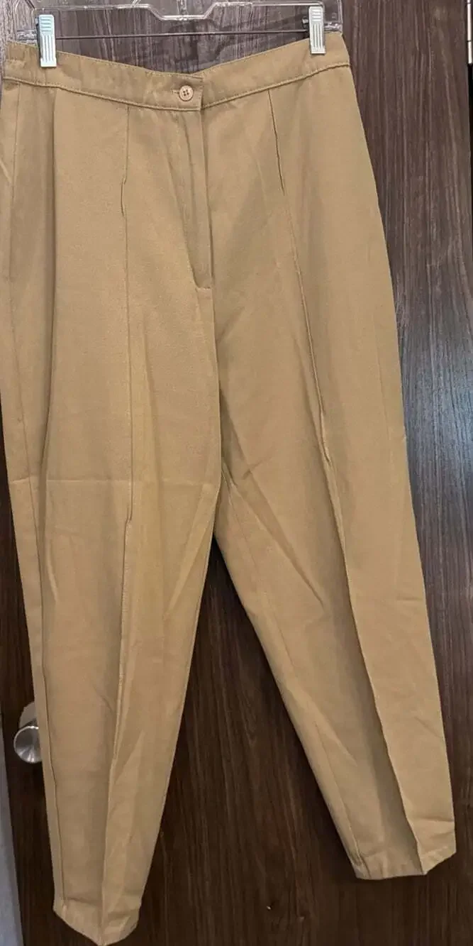 Vntge Jay Tan 90’s Pants Front Seam Tan Twill Women's W28/L25-12 Tapered Legs